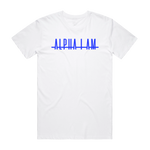 Load image into Gallery viewer, "ALPHA I AM" TEE - WHITE/ BLUE
