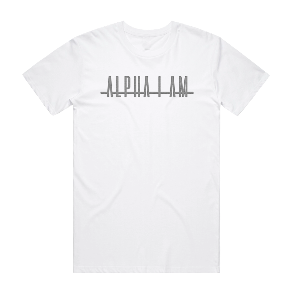 "ALPHA I AM" TEE - WHITE/ SILVER