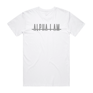"ALPHA I AM" TEE - WHITE/ SILVER