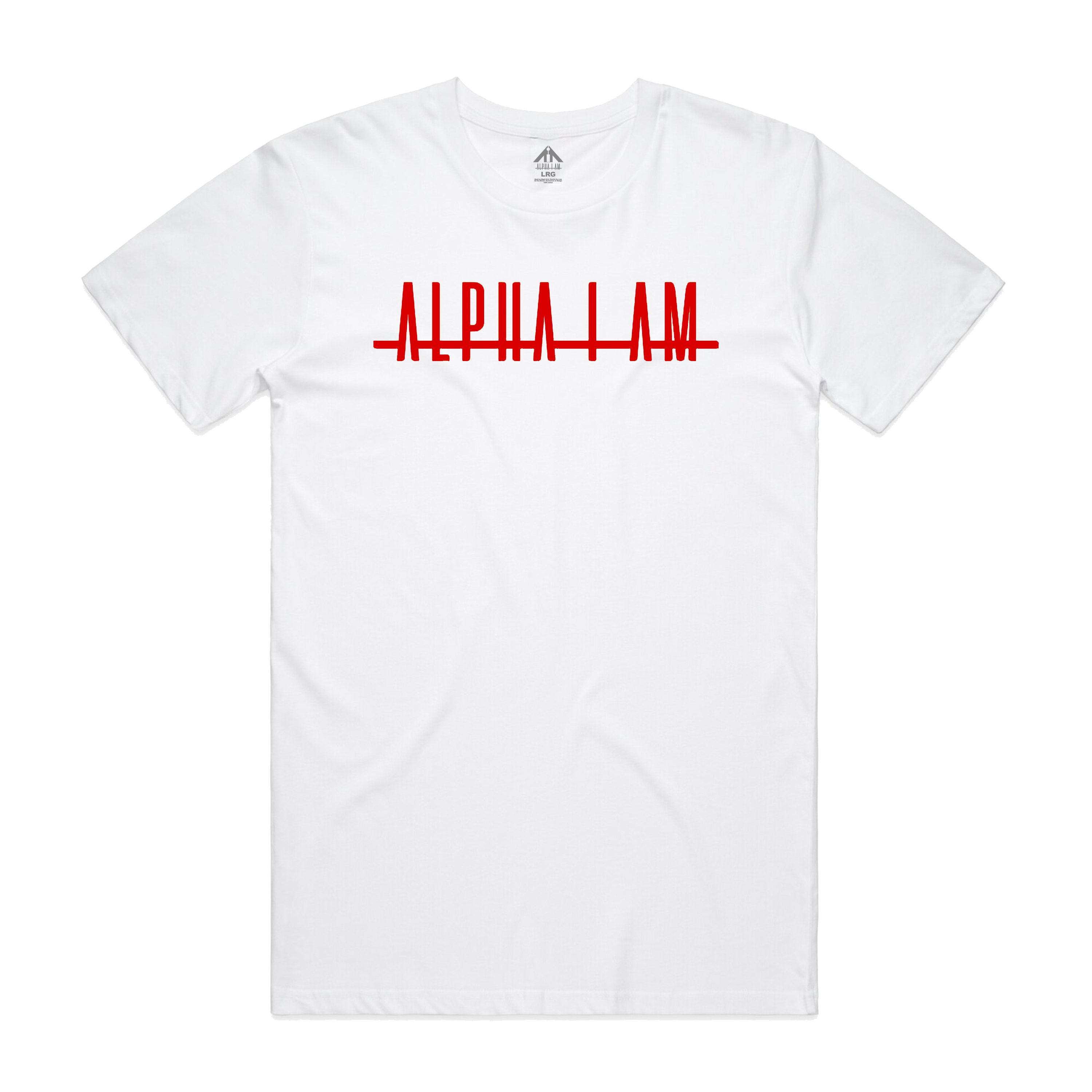 "ALPHA I AM" TEE - WHITE/RED